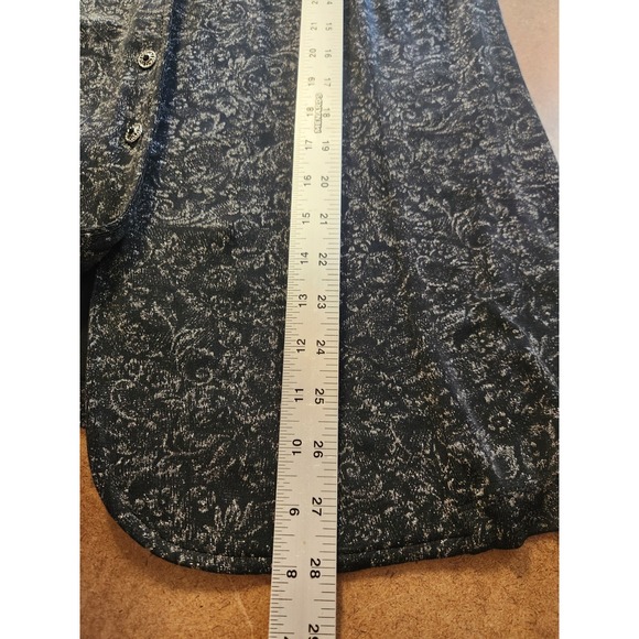 Vikki Vi Cardigan Jacket Size 2X Black Abstract Slinky Knit Textured Layering - Picture 14 of 16